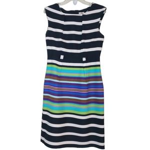Emma & Michele Multicolor Striped Sleeveless Pleated Dress